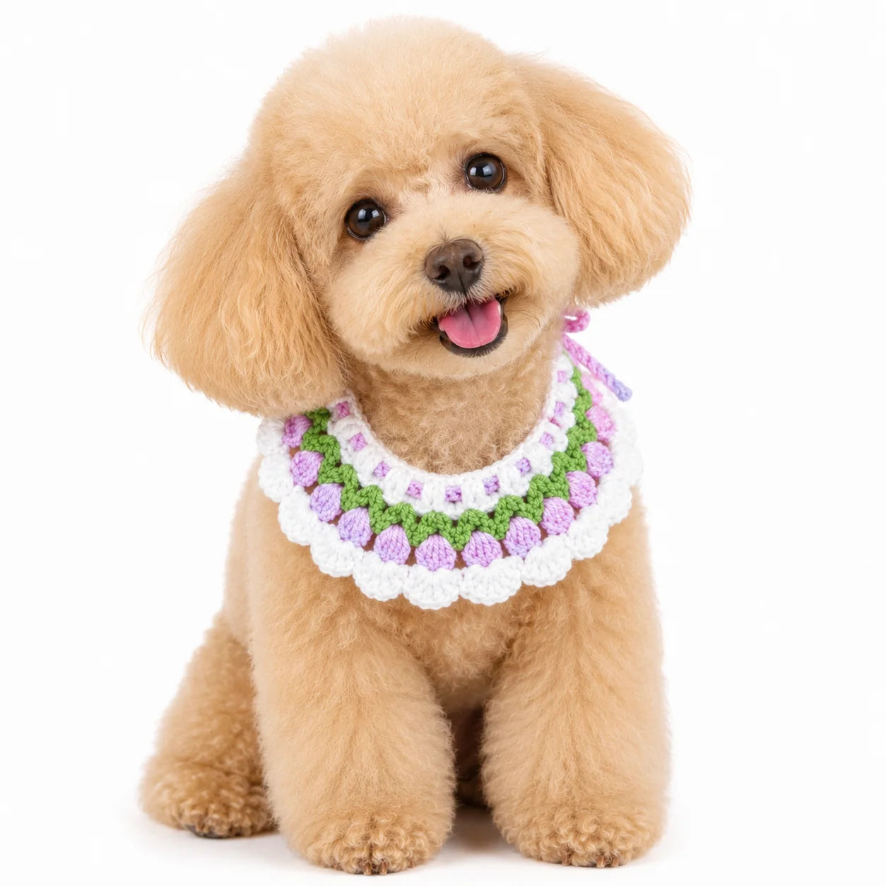 Purple Tulip Pet Bib | Artisan Knit Flower Collar