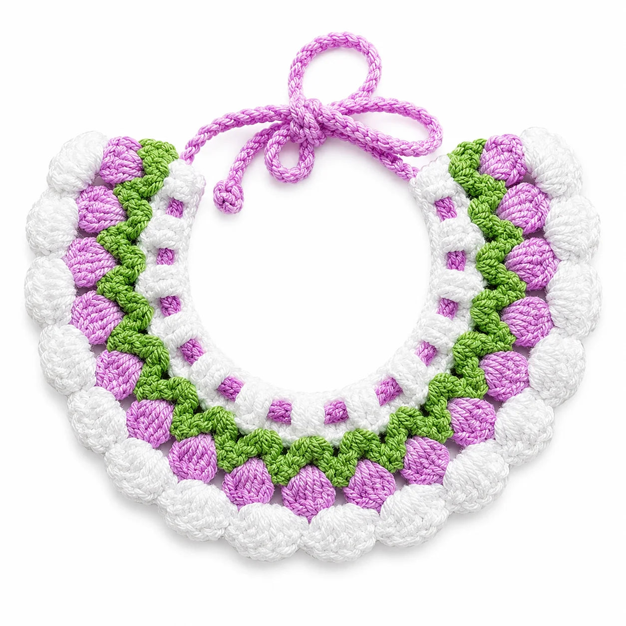 Purple Tulip Pet Bib | Artisan Knit Flower Collar