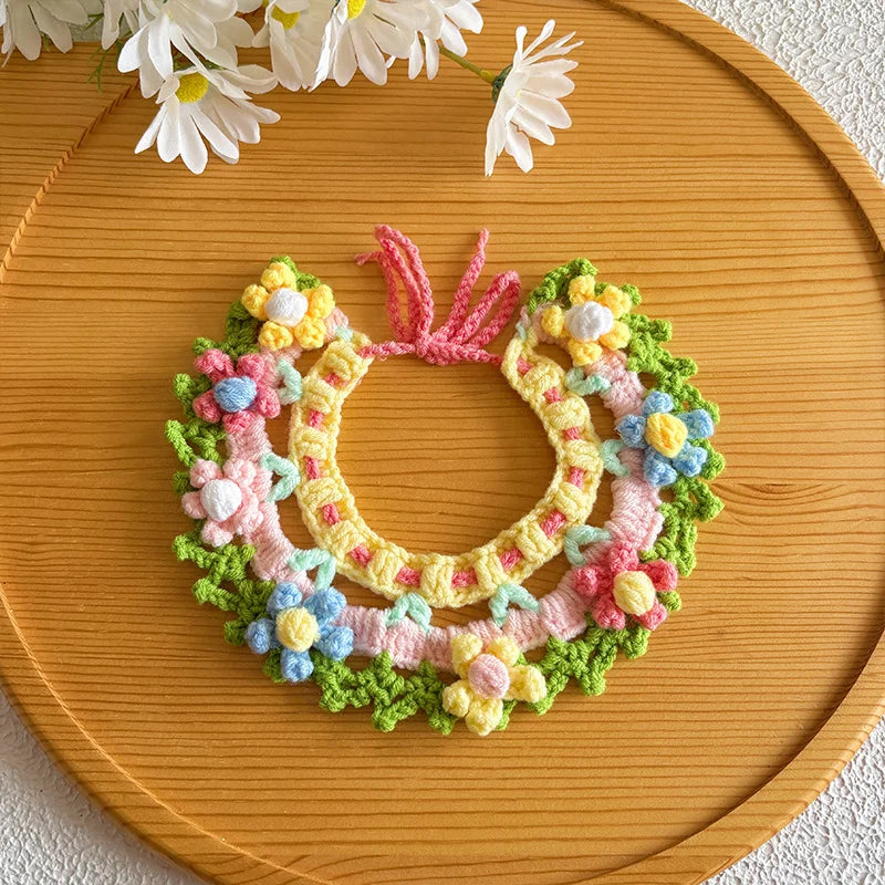 Flourishing Garden Floral Pet Bib | Artisan Knit Collar