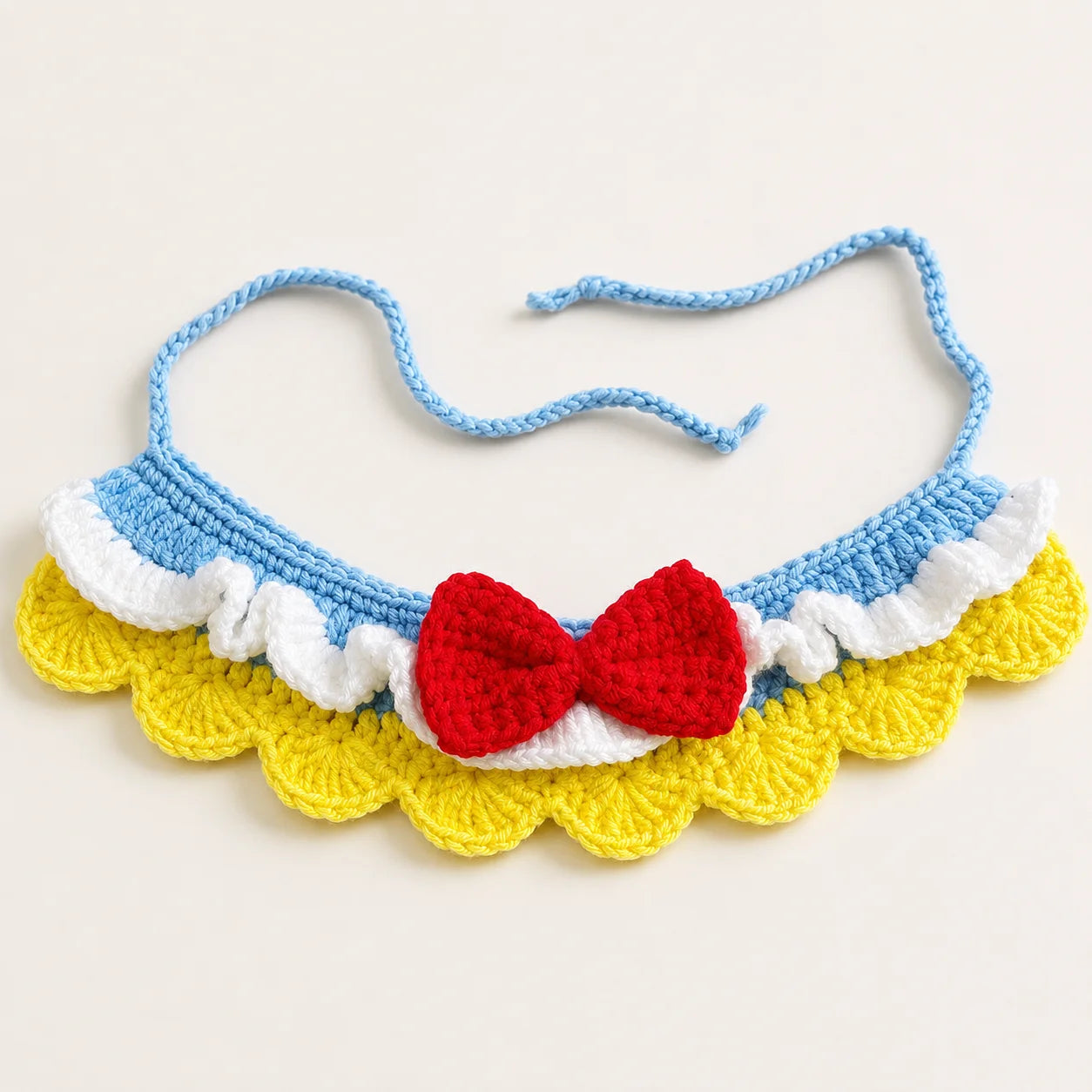 Fairy Tale Princess Bib (Red Bow) | Artisan Knit Pet Collar