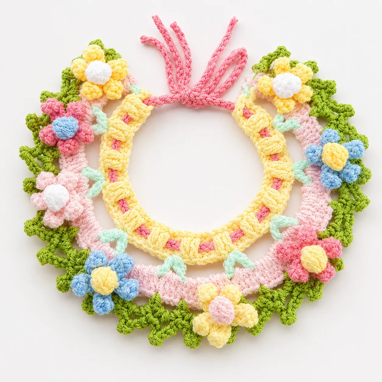 Flourishing Garden Floral Pet Bib | Artisan Knit Collar