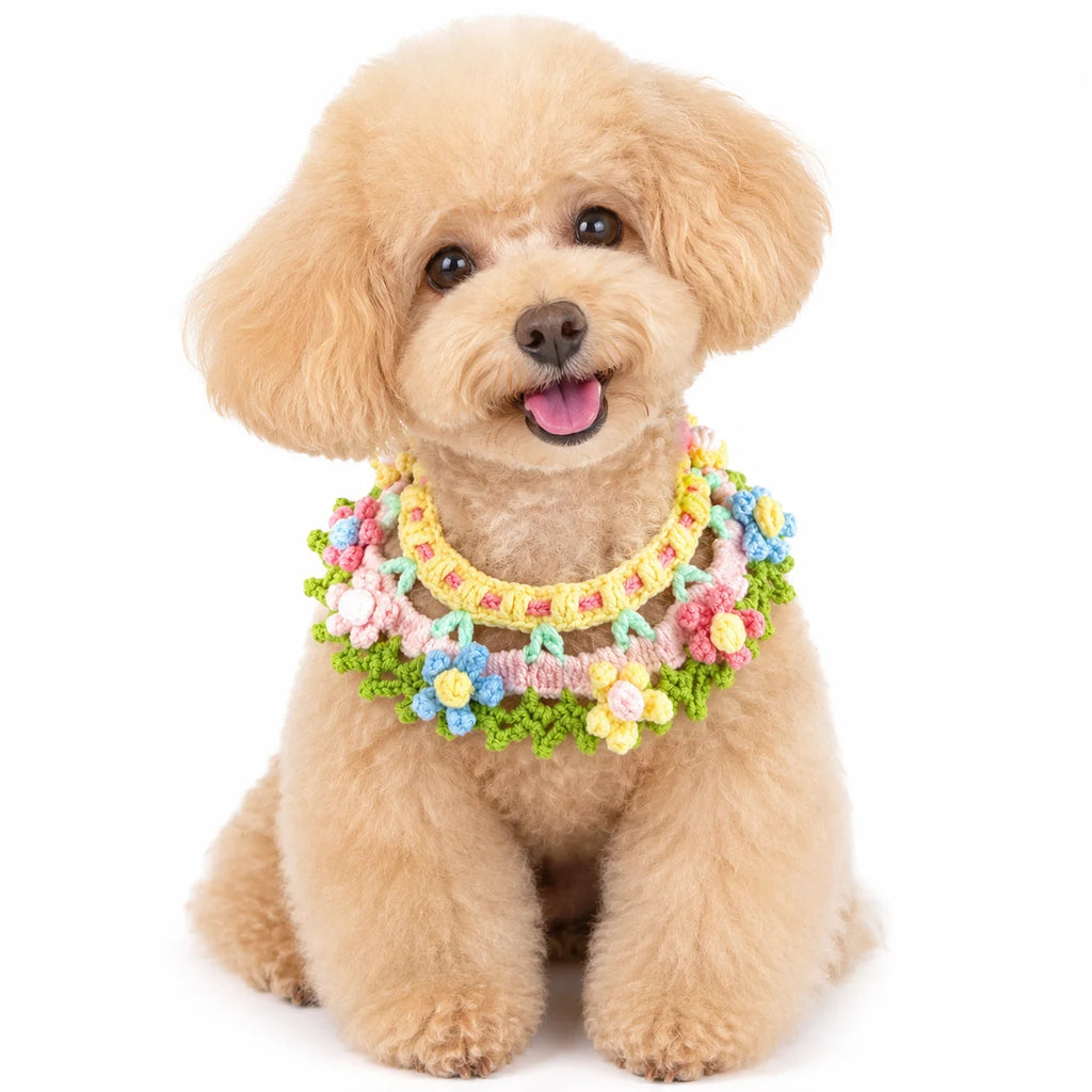 Flourishing Garden Floral Pet Bib | Artisan Knit Collar