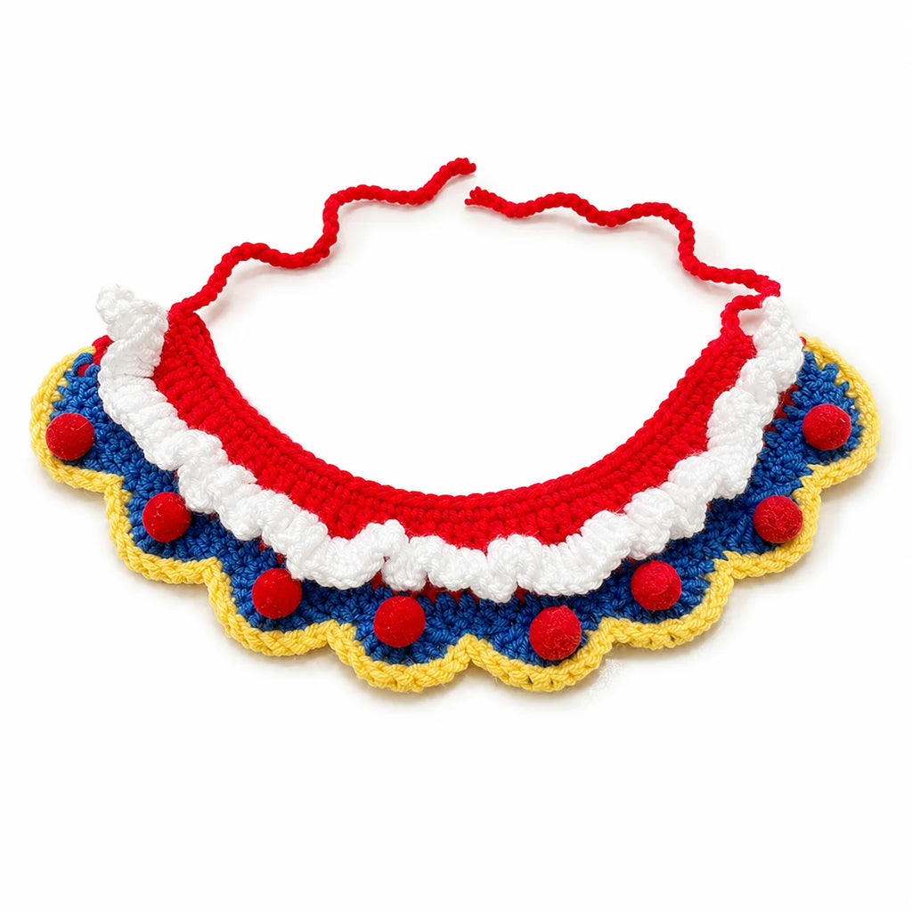 Fairy Tale Princess Bib (Pom-Poms) | Artisan Knit Pet Collar