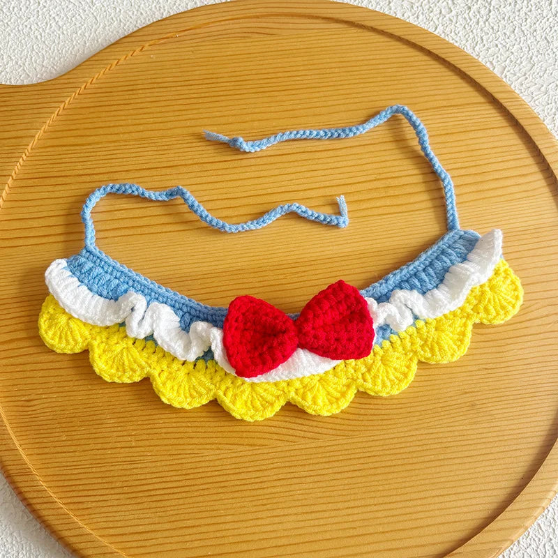 Fairy Tale Princess Bib (Red Bow) | Artisan Knit Pet Collar