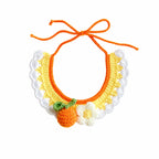 Handmade orange fruit knit pet collar for small dogs and cats