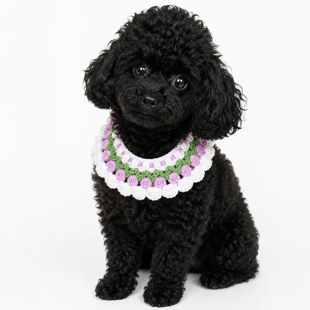 Purple Tulip Pet Bib | Artisan Knit Flower Collar