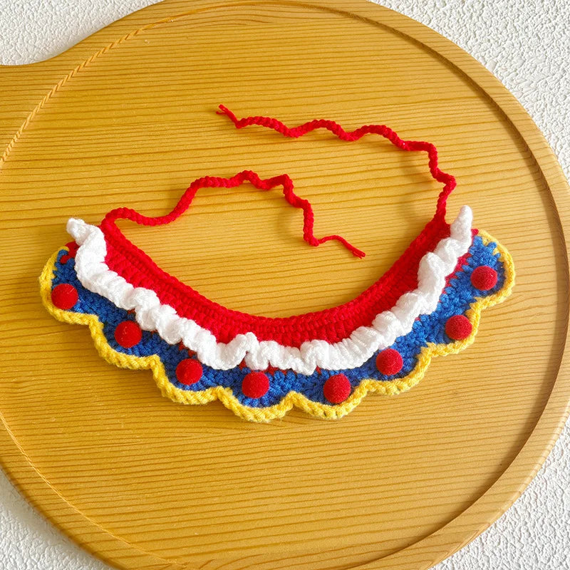 Fairy Tale Princess Bib (Pom-Poms) | Artisan Knit Pet Collar