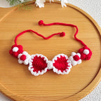 Festive Red Hand-Crocheted Pet Collar
