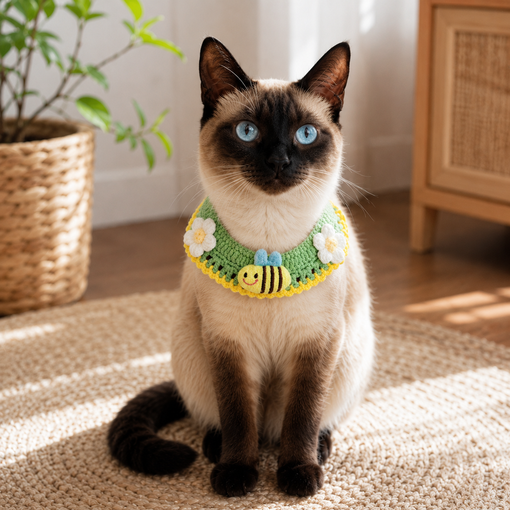 Honeybee Pet Collar | Artisan Knit Garden Style