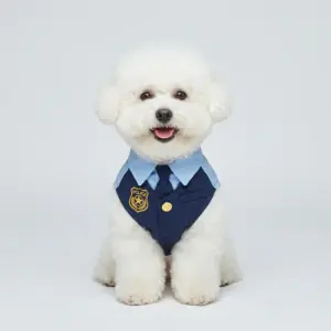 Funny Pet Police Officer Costume - Realistic Dog & Cat Uniform Bib with Tie and Badge